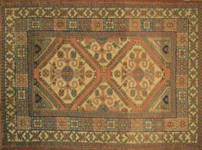 05111 Kazak Afghan White Blue 4-8x6-3 | Manoukian Rugs™