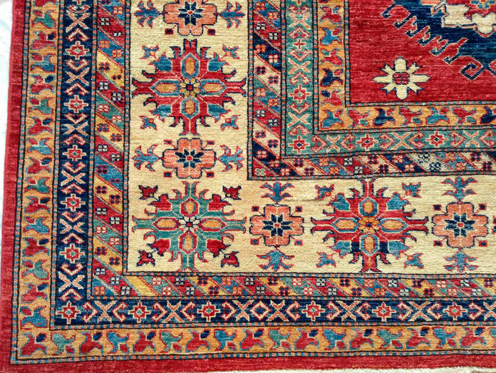 Kazak Afghan Red 9-9x13-6 corner