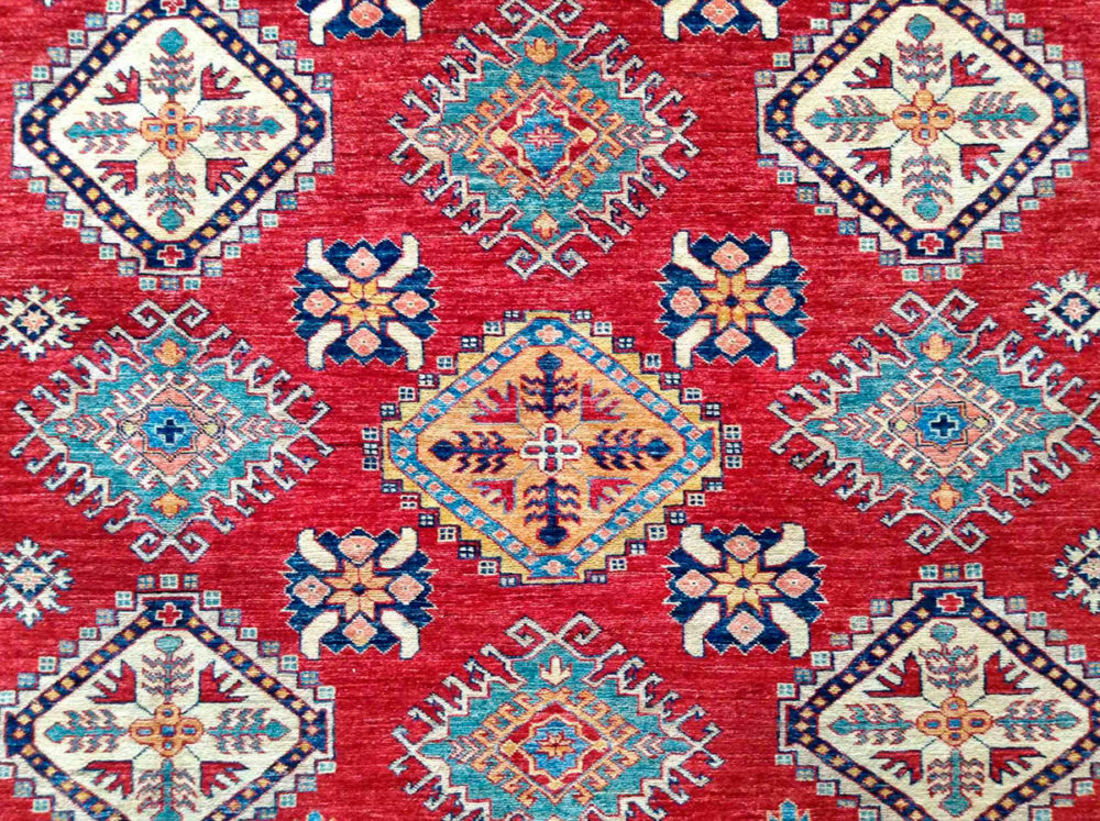 Kazak Afghan Red 9-9x13-6 cu