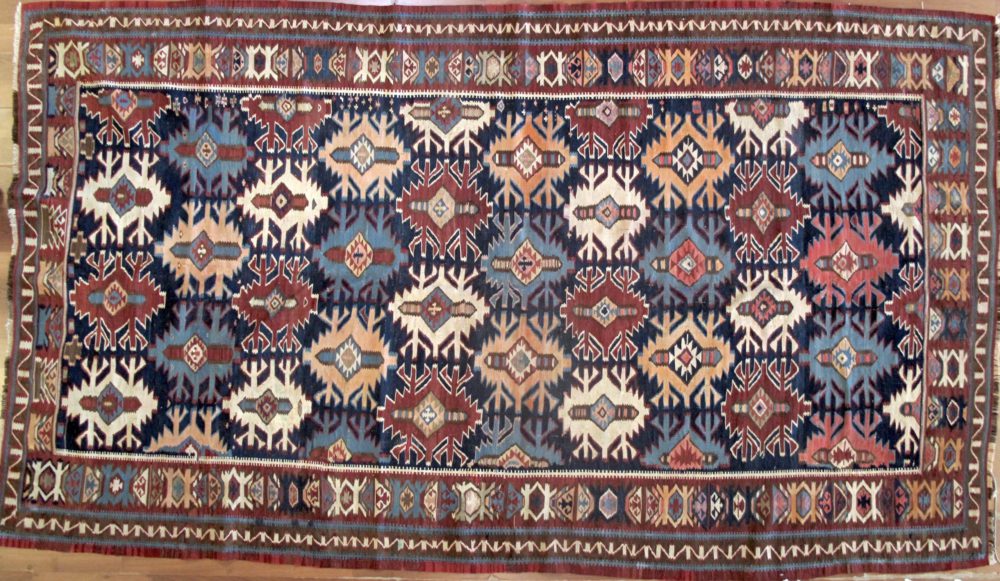 Antique Caucasian Kilim Blue Red Natural 6×10-5 | Manoukian Rugs™