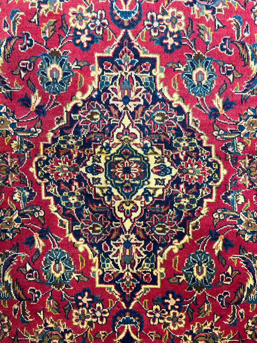 Semi-Antique Persian Keshan Red Blue Natural 4-7×7-1 | Manoukian Rugs™ cu