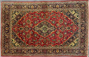 Semi-Antique Persian Keshan Red Blue Natural 4-7×7-1 | Manoukian Rugs™ ws
