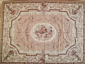 05927 Aubusson Design Needlepoint Natural Red Brown 8-11×11-10 | Manoukian Rugs™