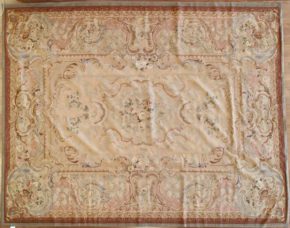 05931 Aubusson Design Needlepoint Beige Pink Blue 8×10 | Manoukian Rugs™