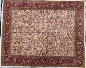 Sultanabad Design Indian Beige Red Green 11-10x14-7 | Manoukian Rugs™