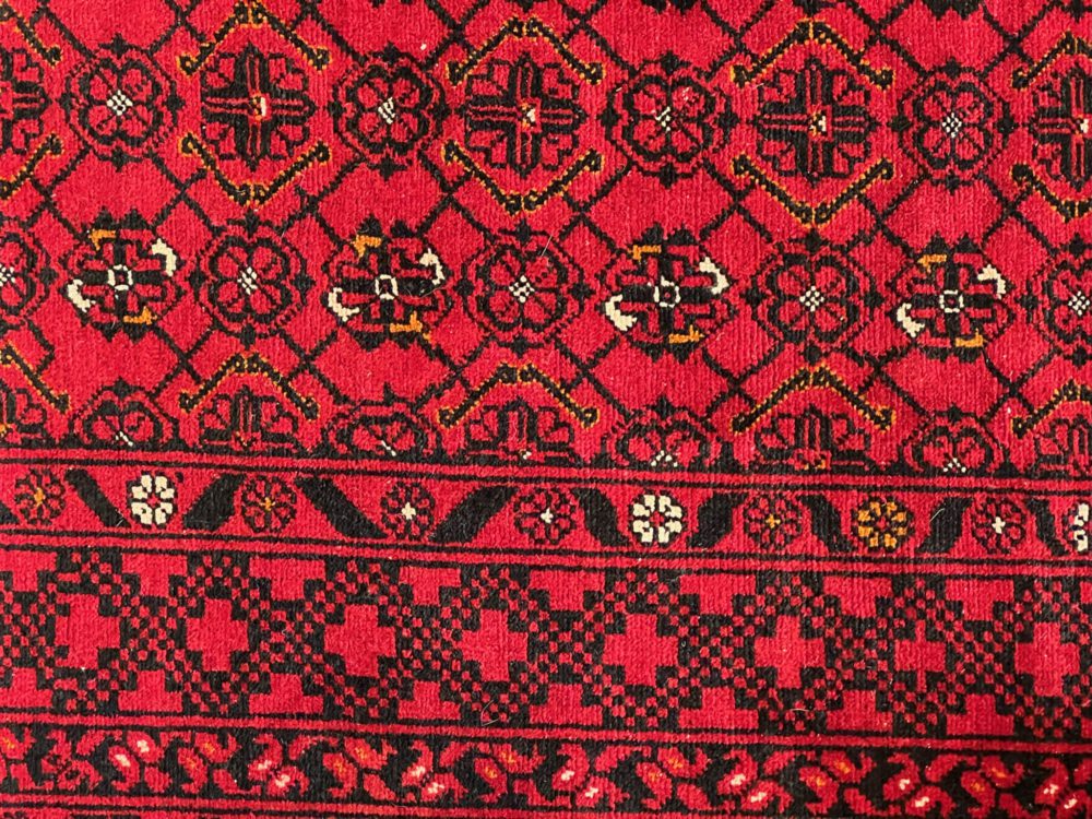 06364 Mori Afghan Red Black Natural 6-7x9-4 | Manoukian Rugs™ cu