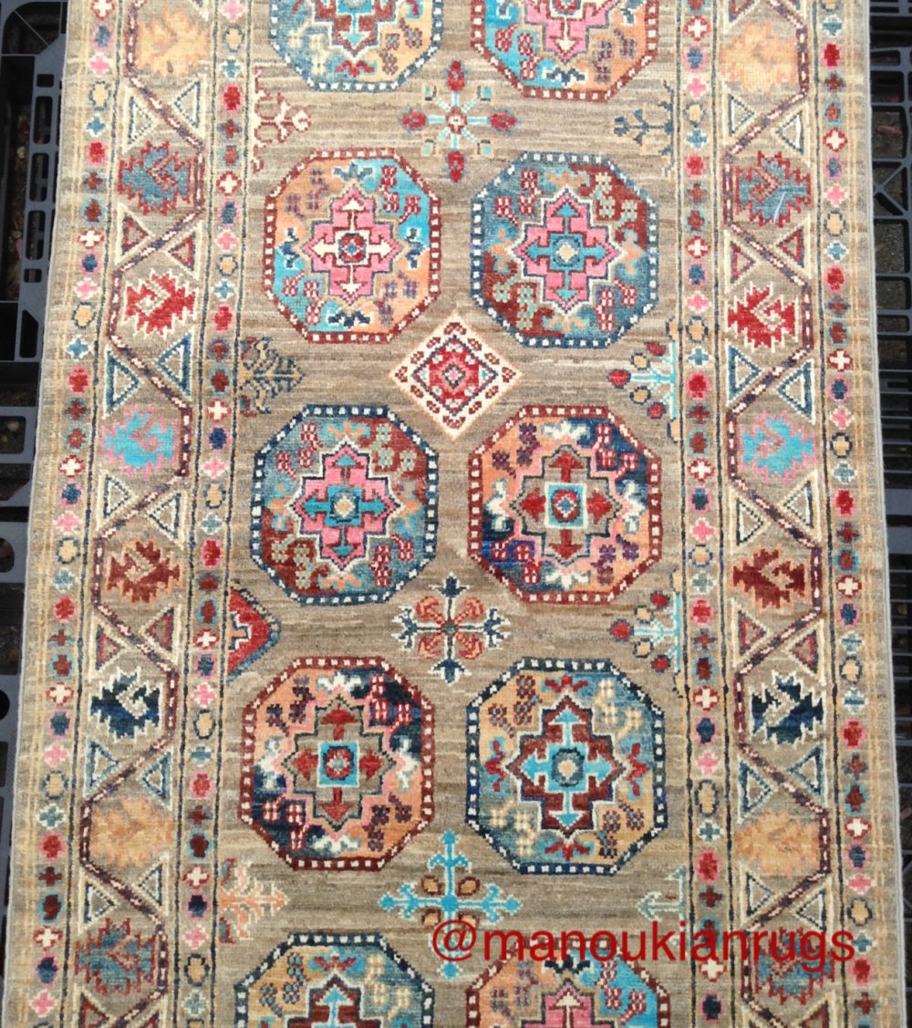 06670 ersari afghan brown blue red 2-9x14-4 ms