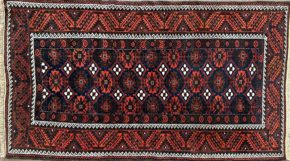 06714 Belouch Afghan Red Black White 3-7x6-4 | Manoukian Rugs™ ws