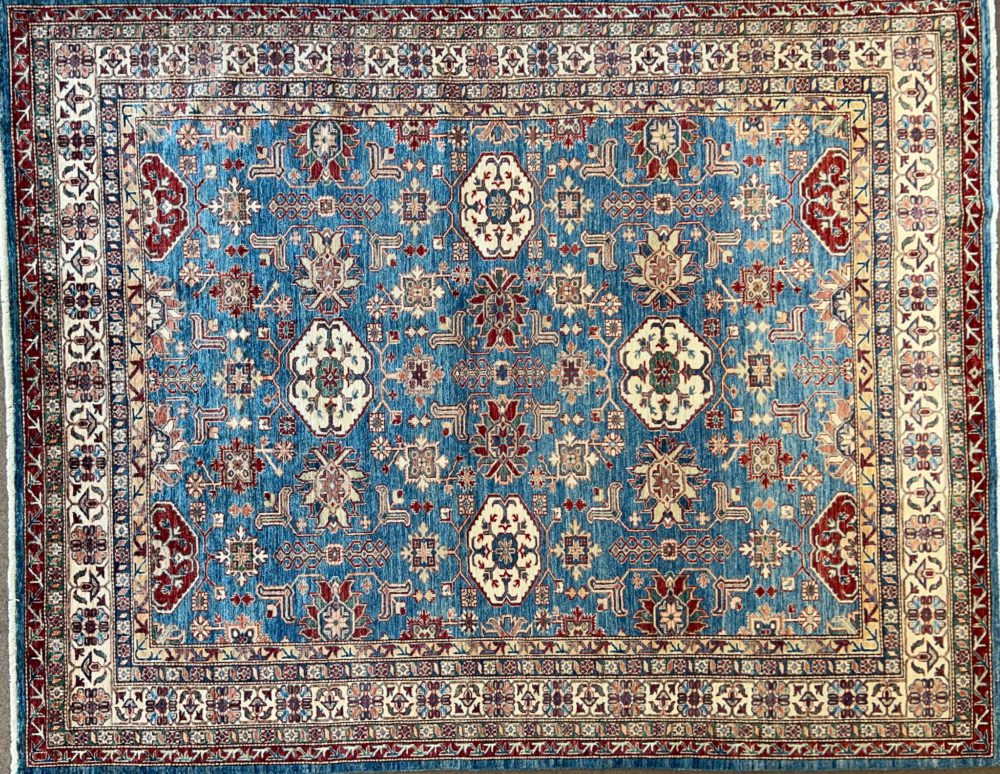 T-253 Super Kazak Blue Natural Red 8-1x10-3 | Manoukian Rugs™