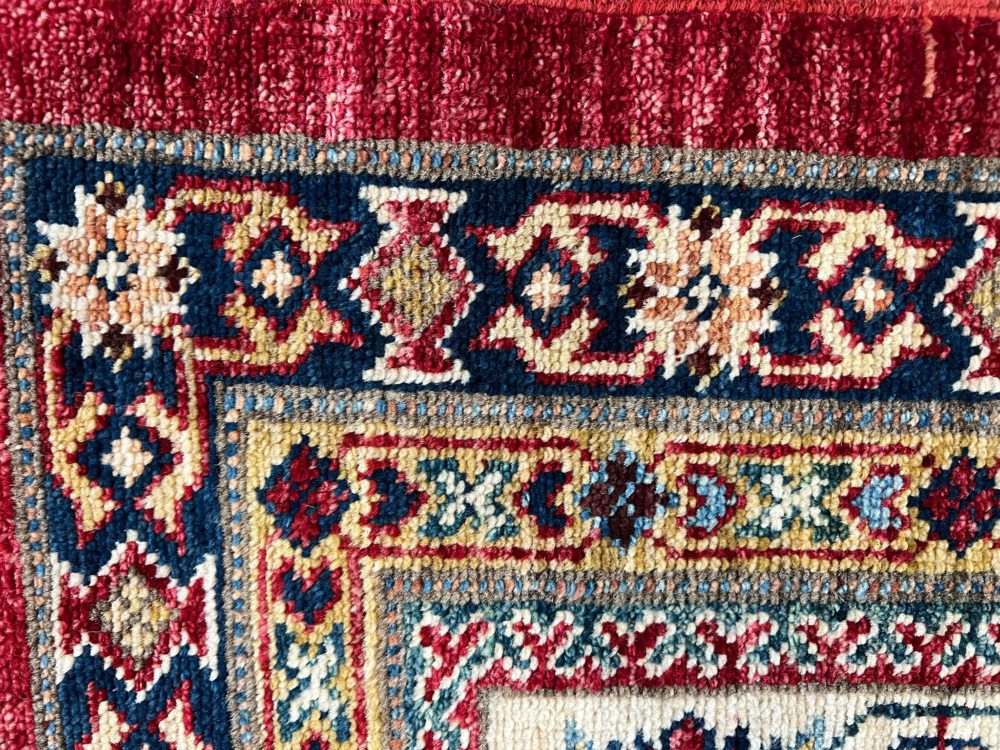 SS011922T254 Super Kazak Afghan Red White Yellow 9-1x12-7 | Manoukian Rugs™