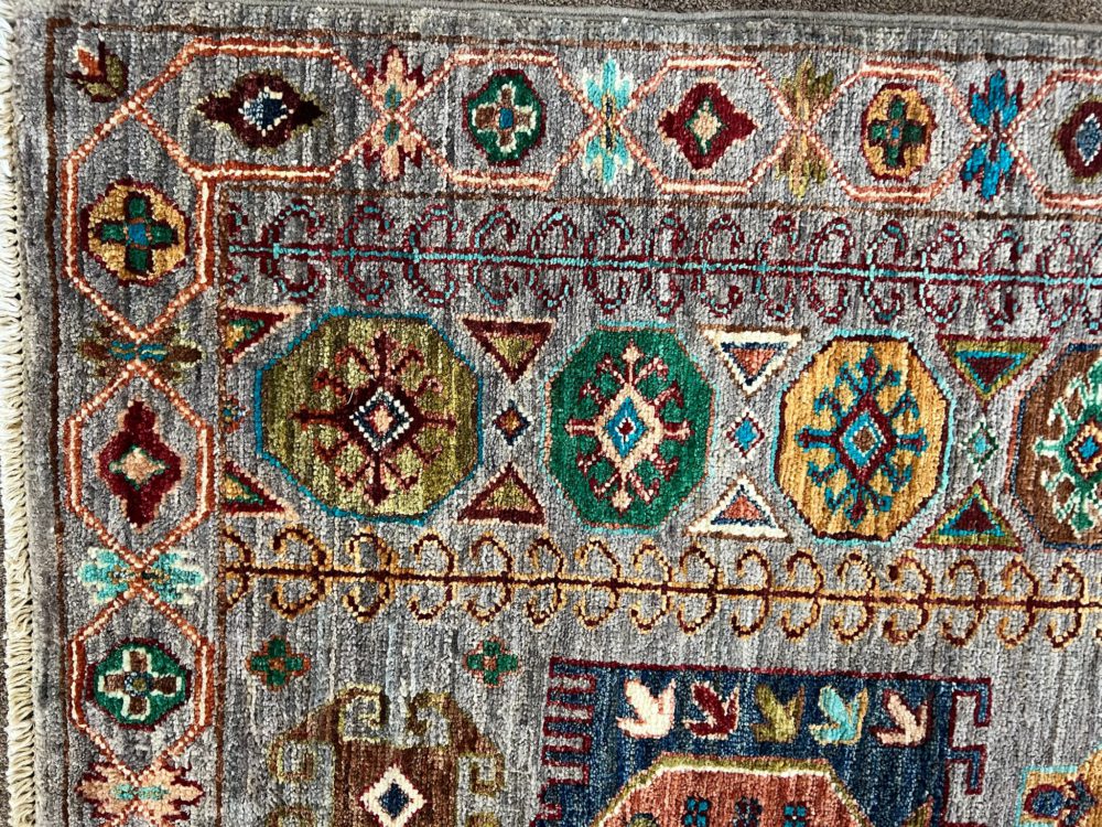 SS0130223T400 Tribal Pakistani Gray Blue Red 5-2x6-10 | Manoukian Rugs™