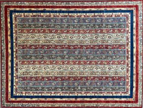 SS051722T293 Khorjeen Afghan White Red Blue 9-10x11-10 | Manoukian Rugs™