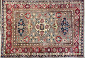 SS091322T350 Kazak Afghan Brown Red Beige 4-9x6-9 | Manoukian Rugs™