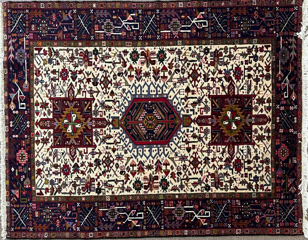 SS102822T361 Karaja Persian White Blue Red 5-1x6-6 | Manoukian Rugs™ ws